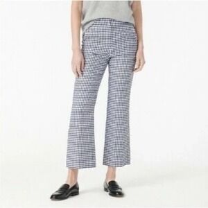 J. Crew Hayden Kickout Crop‎ Pant in Gingham Stretch Linen Sz 6T Business Preppy